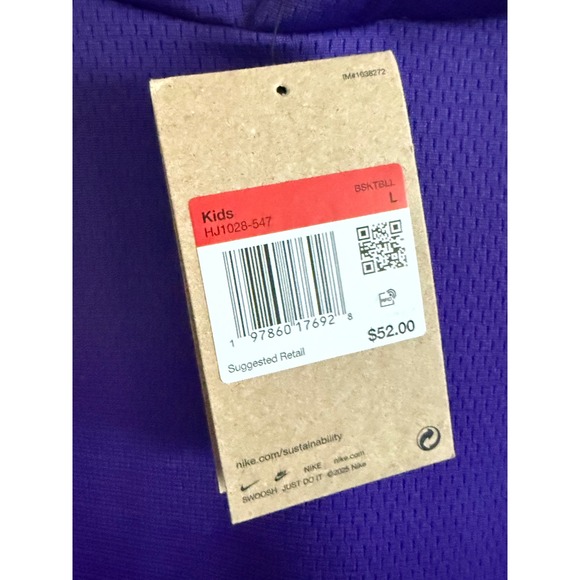Nike NWT Kobe Bryant Kids Basketball Hoodie and Shorts Set Purple Yellow L/XL - Picture 4 of 9